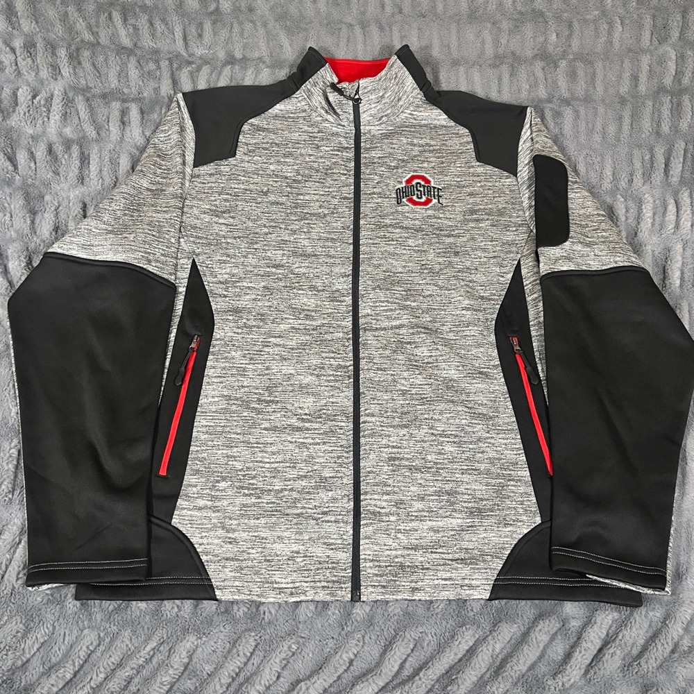 Colosseum Ohio State Buckeyes Mens L Silberman Full Zip Color Block Jacket Gray